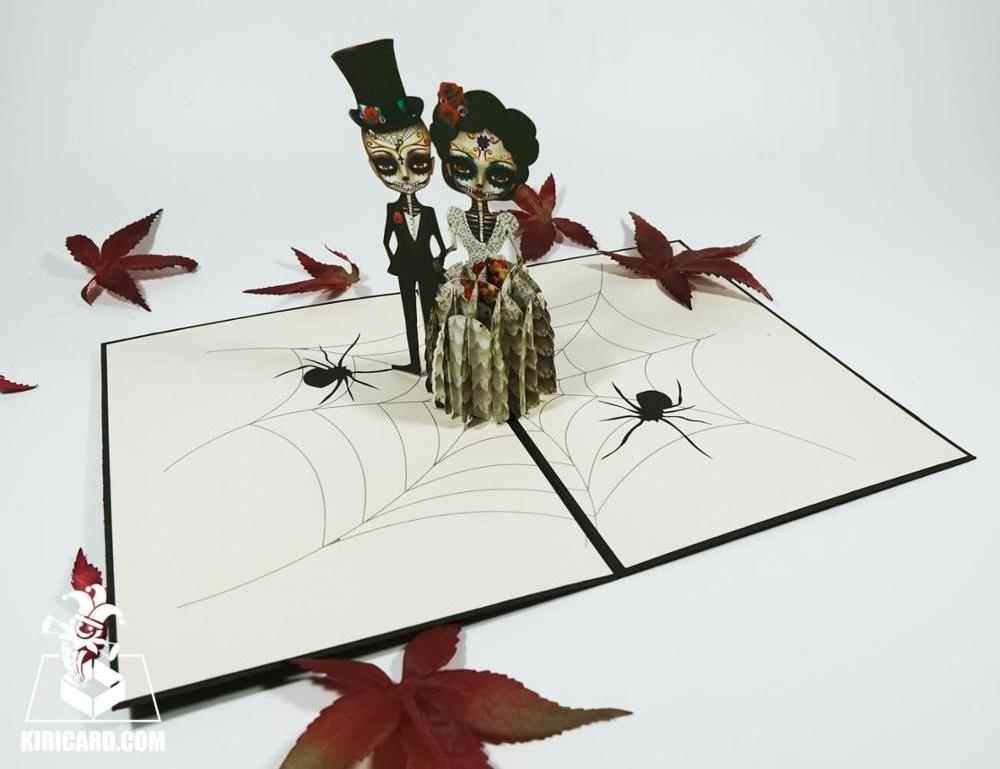 Happy halloween 3d customized intricated printed laser cutting corpse newlywed pop up card Vietnamese handicraft