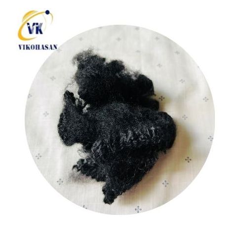 Biggest manufacturer of Solid Dry Black Recycled Fiber 6D*64mm SD 15D*64 SD for mattress material padding sheet