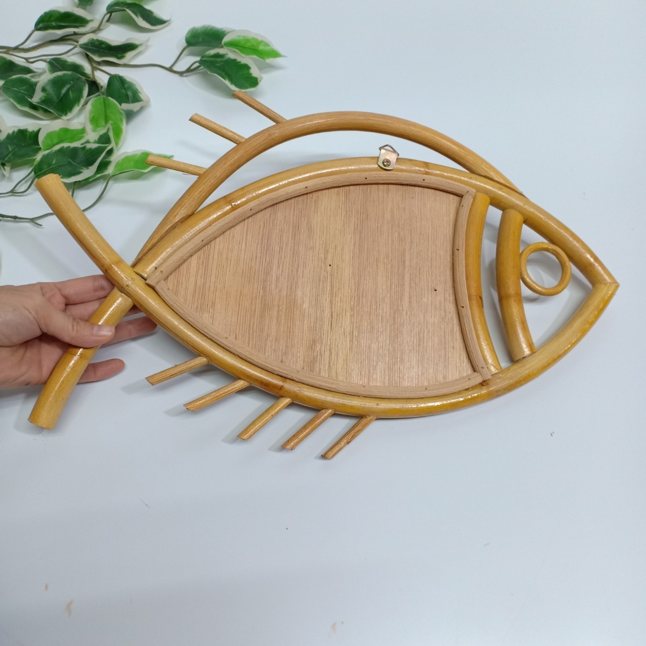 Fish Shape Rattan Wall Mirror For Home Decor