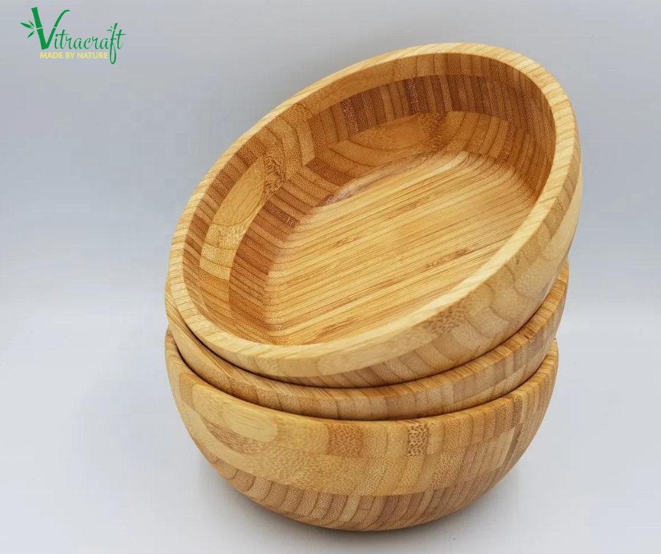 acceptable engraving brand Name 100% natural bamboo, Bamboo bowl, Suitable for Salad, Fruit meaningful gift