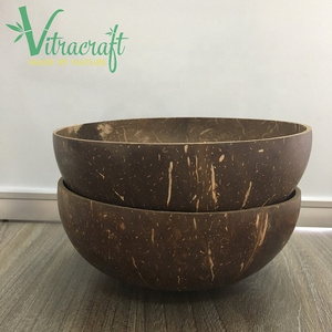 100% Vietnamese natural coconut shell Perfectly Polished Natural Coconut Shell Bowl Salad Bowl Coconut Bowl Spoon and Fork