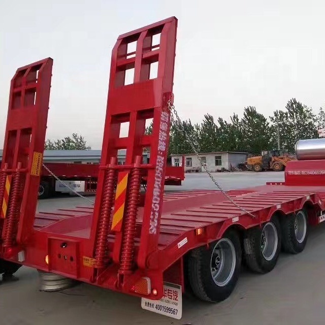 Used 3 Axle Gooseneck 30-80ton Low Flatbed/Platform Container Semi Trailer