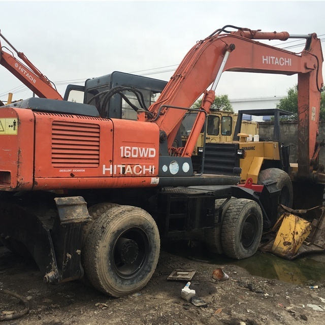 Used wheel excavator Hitachi EX160/Hitachi EX160WD-1/Hitachi EX160 Tire excavator on sale