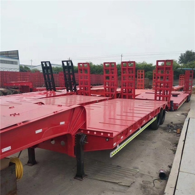 Used 3 Axle Gooseneck 30-80ton Low Flatbed/Platform Container Semi Trailer