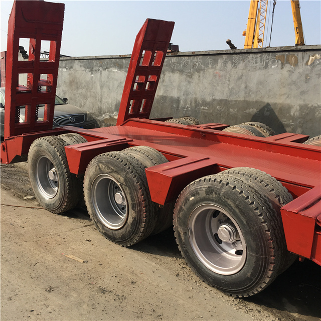 3 Axles Low Bed Boy Deck Flatbed Container Gooseneck Excavator Transport Semi Trailer Trucks 100 Ton Lowbed Used Truck Trailers