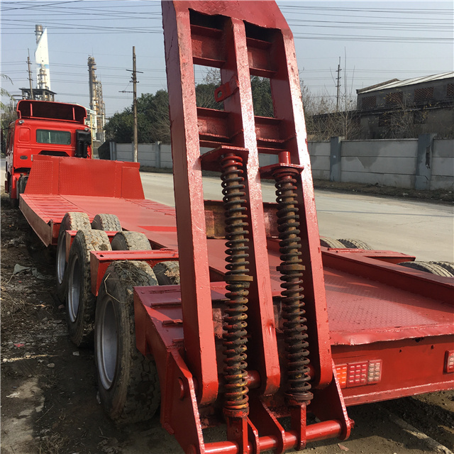 3 Axles Low Bed Boy Deck Flatbed Container Gooseneck Excavator Transport Semi Trailer Trucks 100 Ton Lowbed Used Truck Trailers