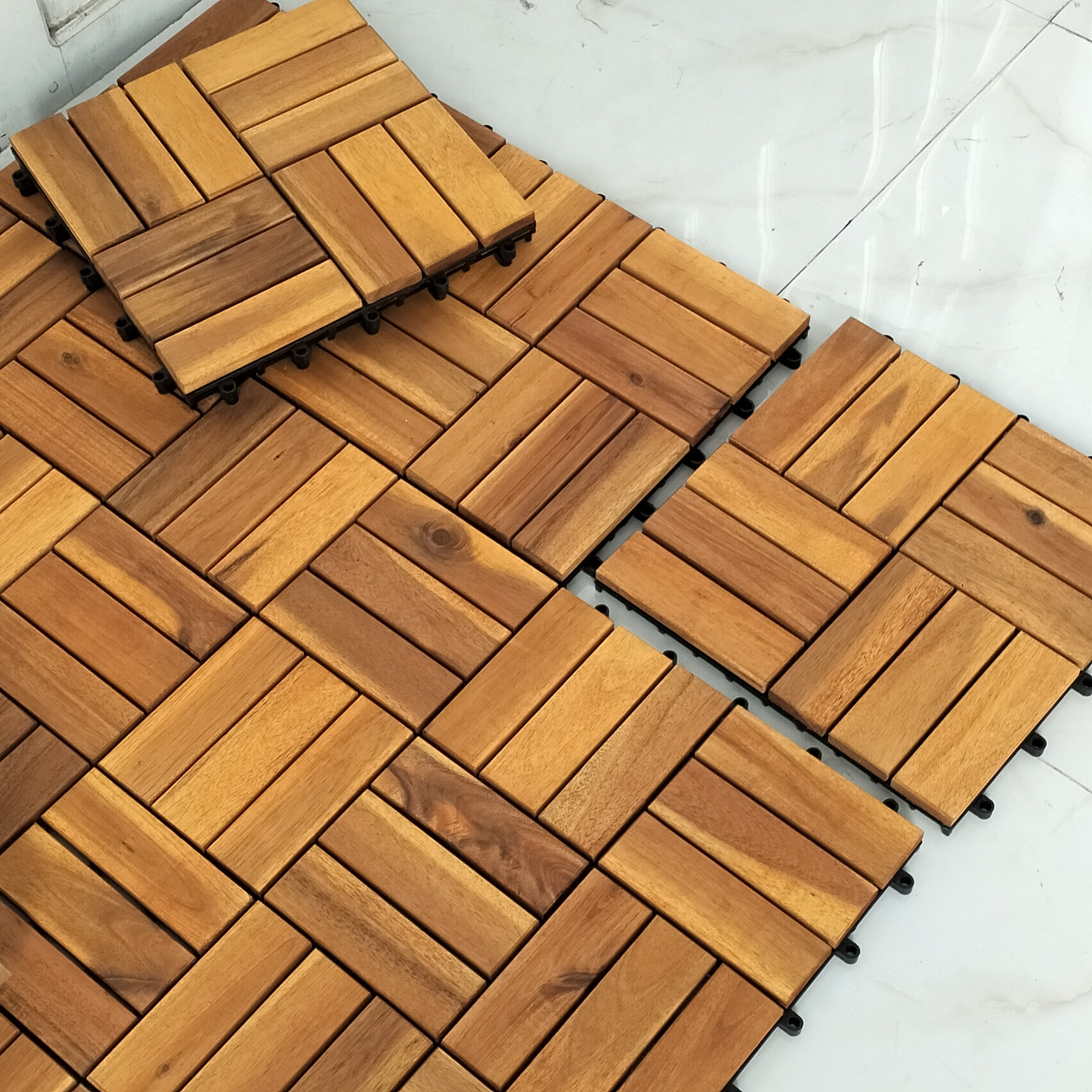 Acacia  Decking Teak Wood Flooring Wood  Wood 3D Grain Deck Outdoor Garden Flooring 300 x 300 mm