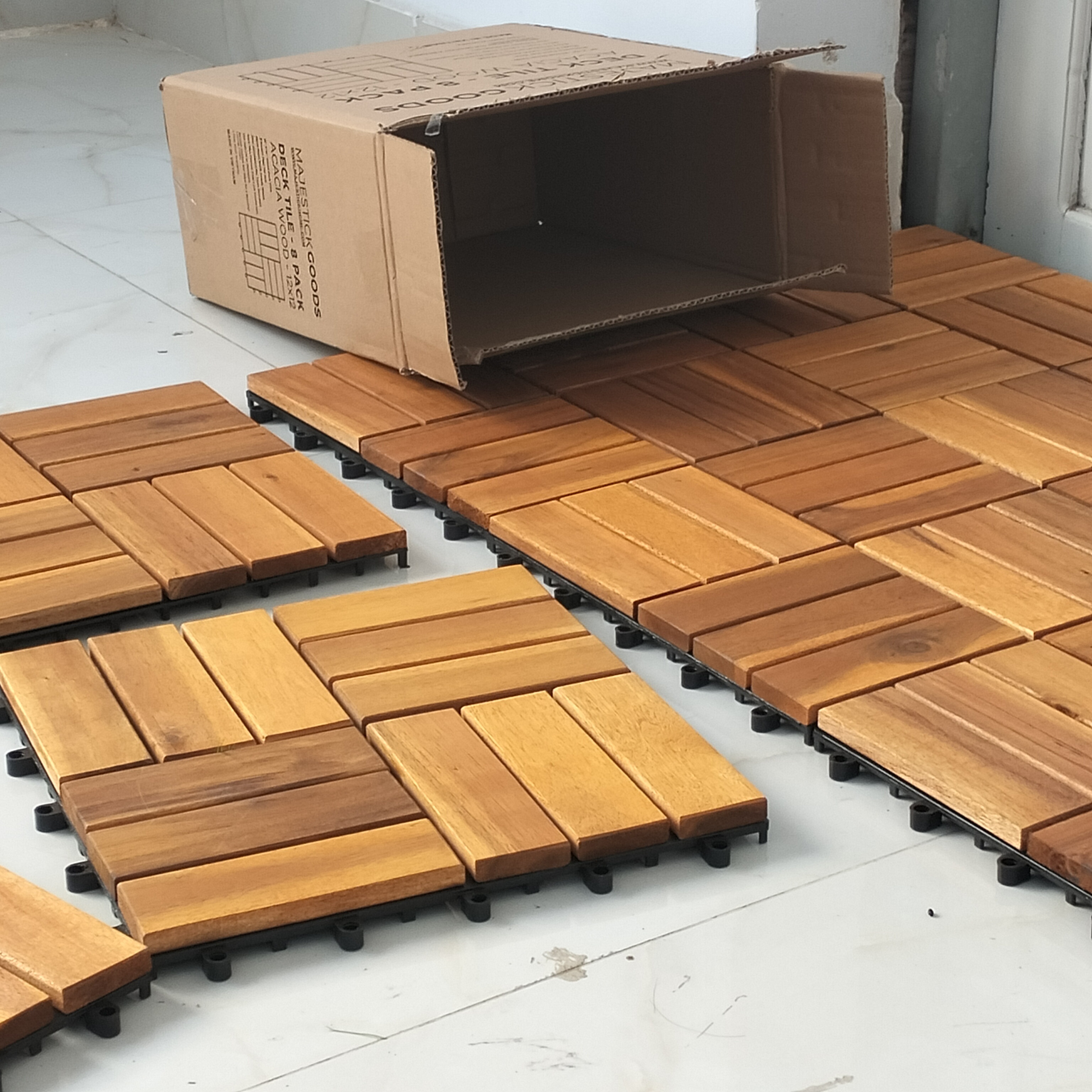 Acacia  Decking Teak Wood Flooring Wood  Wood 3D Grain Deck Outdoor Garden Flooring 300 x 300 mm