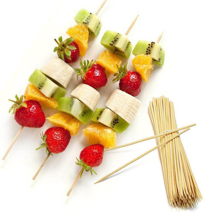 Wholesale  Wooden Barbecue Sticks Custom Logo Food Bbq  Bamboo skewers