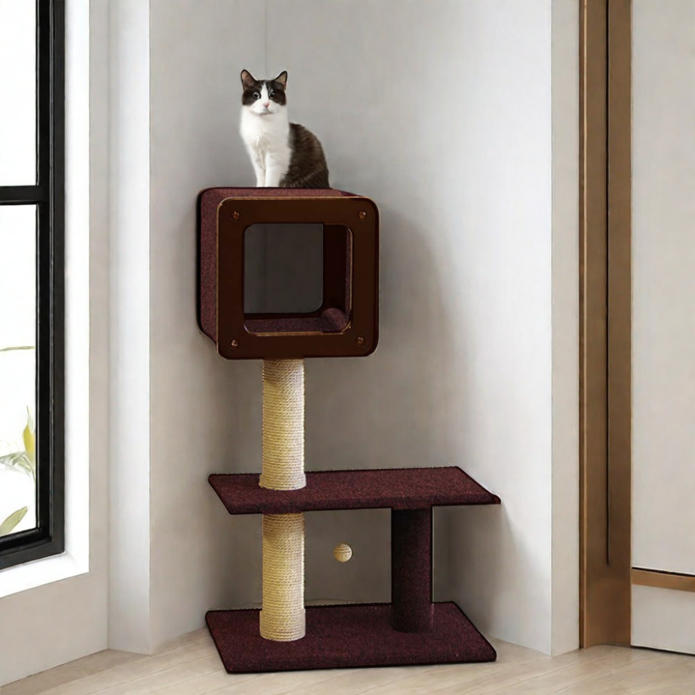 Vietnam Double-Layer Cat Tree Tower Scratcher and Post Climbing Frame Pet Toy for Cats