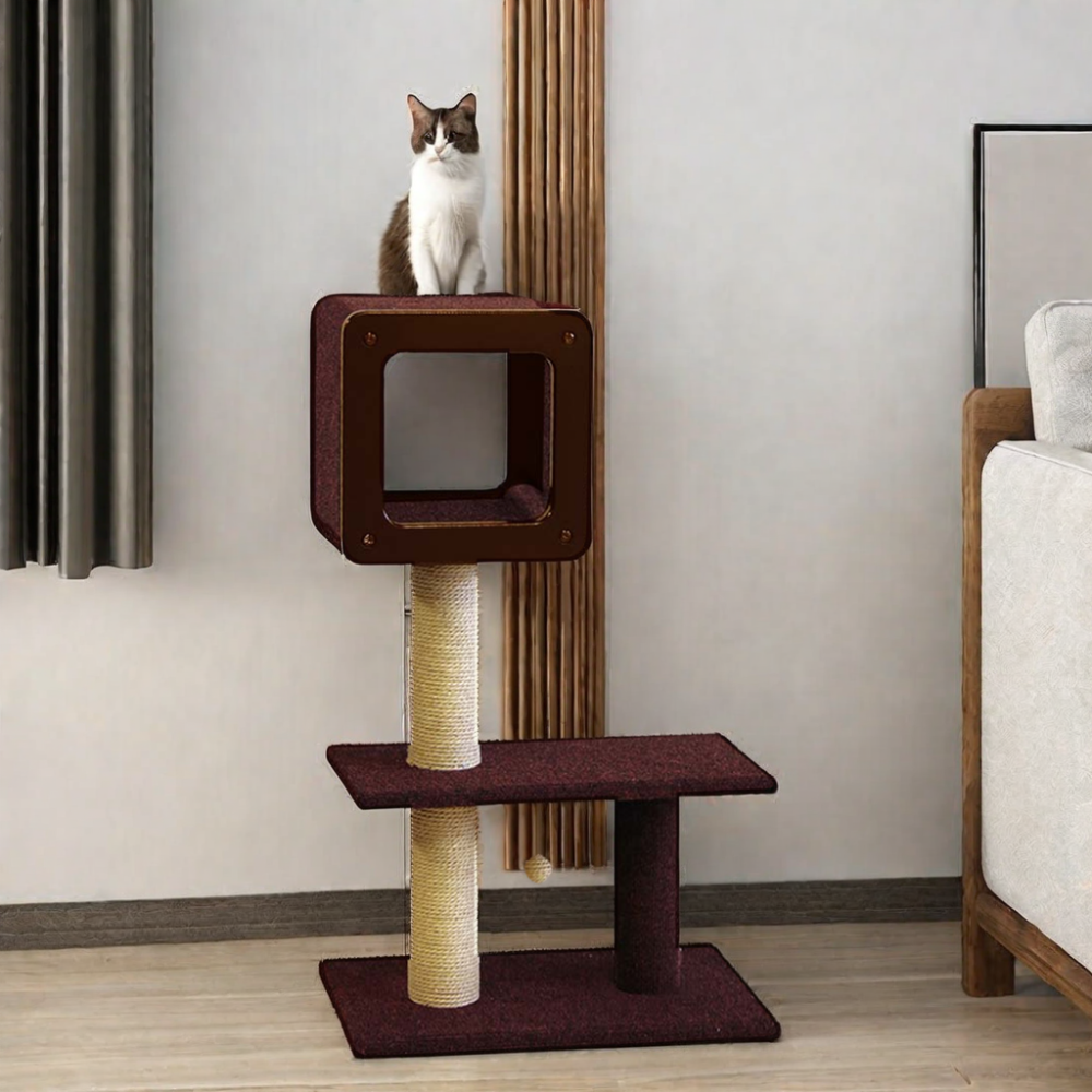 Vietnam Double-Layer Cat Tree Tower Scratcher and Post Climbing Frame Pet Toy for Cats