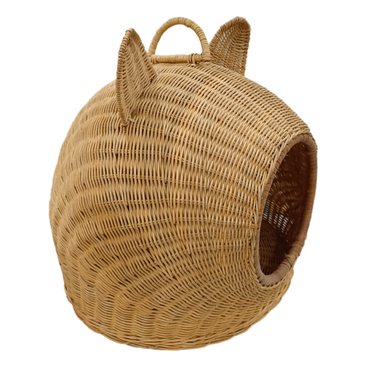 Vietnam Cute Rounded Rattan Cat Cave Bed House Indoor Wicker Cat House with Handle