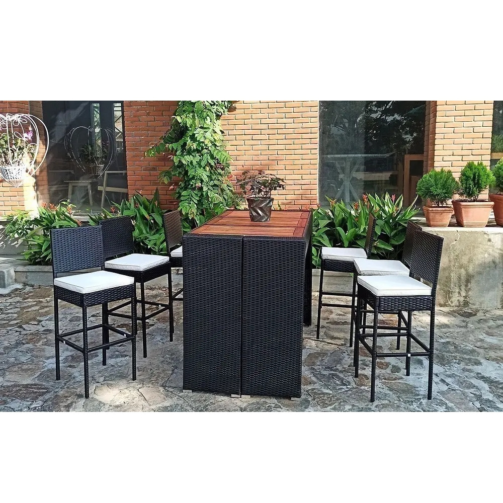 KD WOODEN BAR set 7pcs Outdoor Outdoor Furniture bar Set Modern Wicker Table Set High Quality