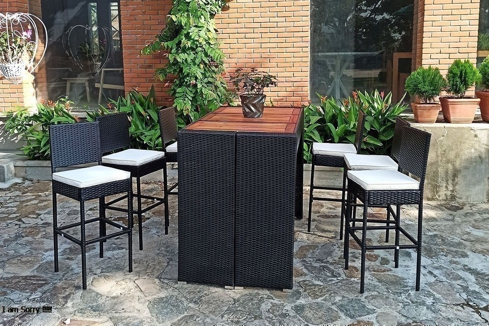 KD WOODEN BAR set 7pcs Outdoor Outdoor Furniture bar Set Modern Wicker Table Set High Quality