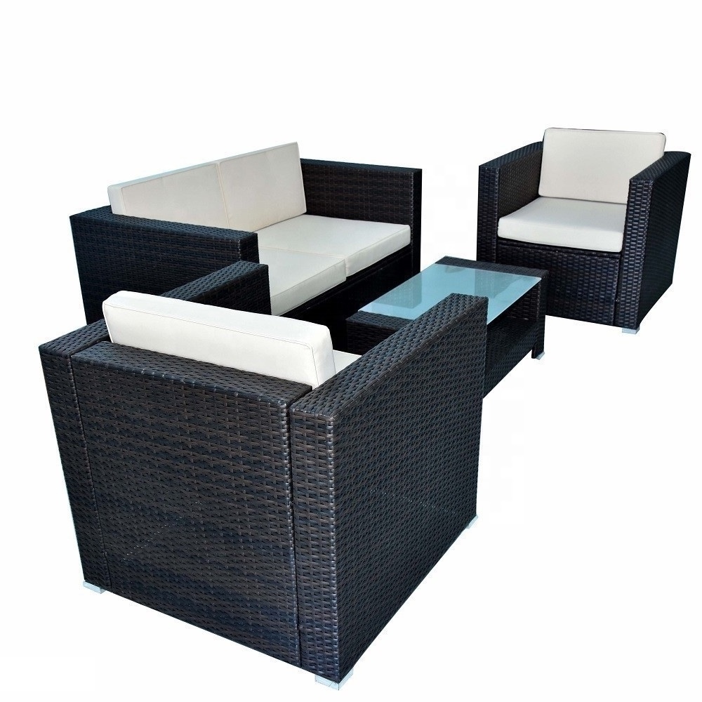 High Standard Outdoor Garden Patio Cushion Conversation Metal Rattan Furniture Set Rattan Waterproof Sectional