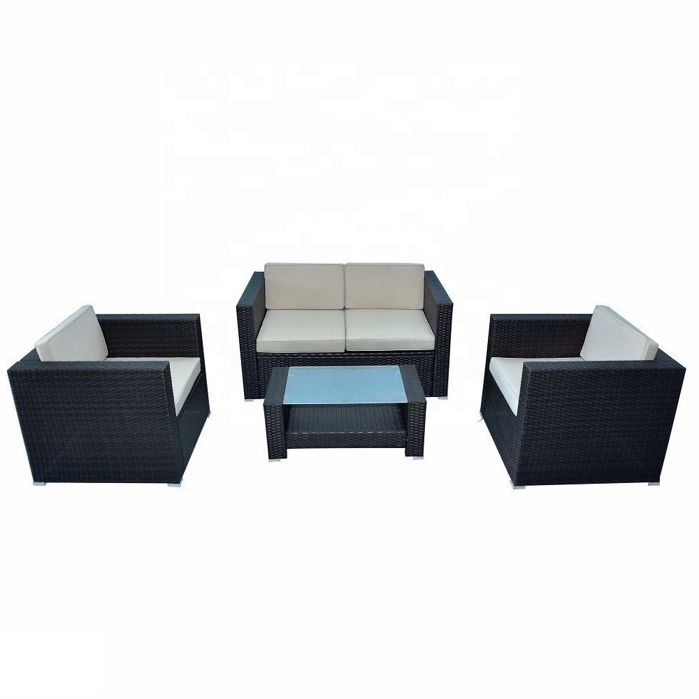 High Standard Outdoor Garden Patio Cushion Conversation Metal Rattan Furniture Set Rattan Waterproof Sectional