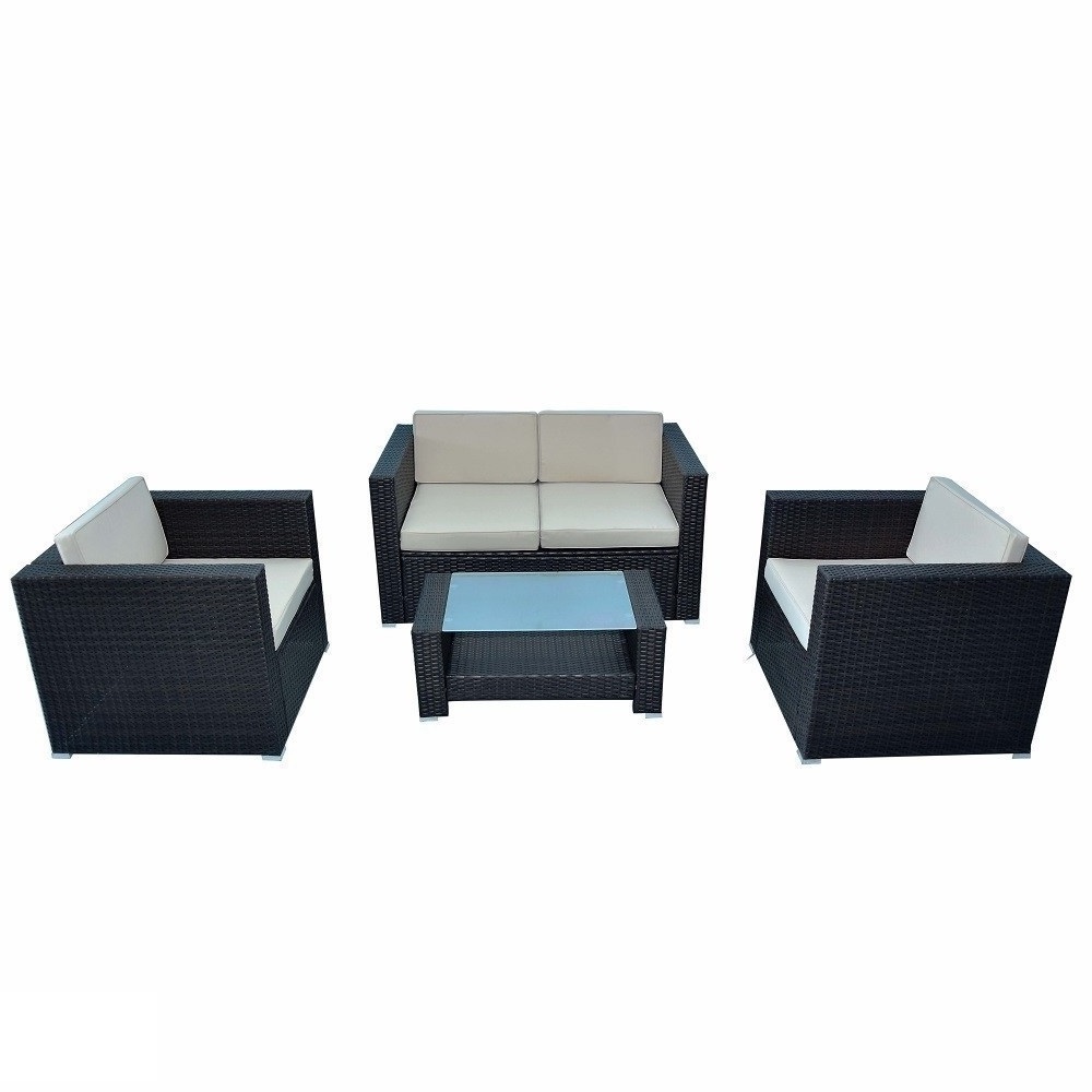 Outdoor Garden Patio Cushion Conversation Metal Rattan Furniture Set Rattan Waterproof Sectional For Sale