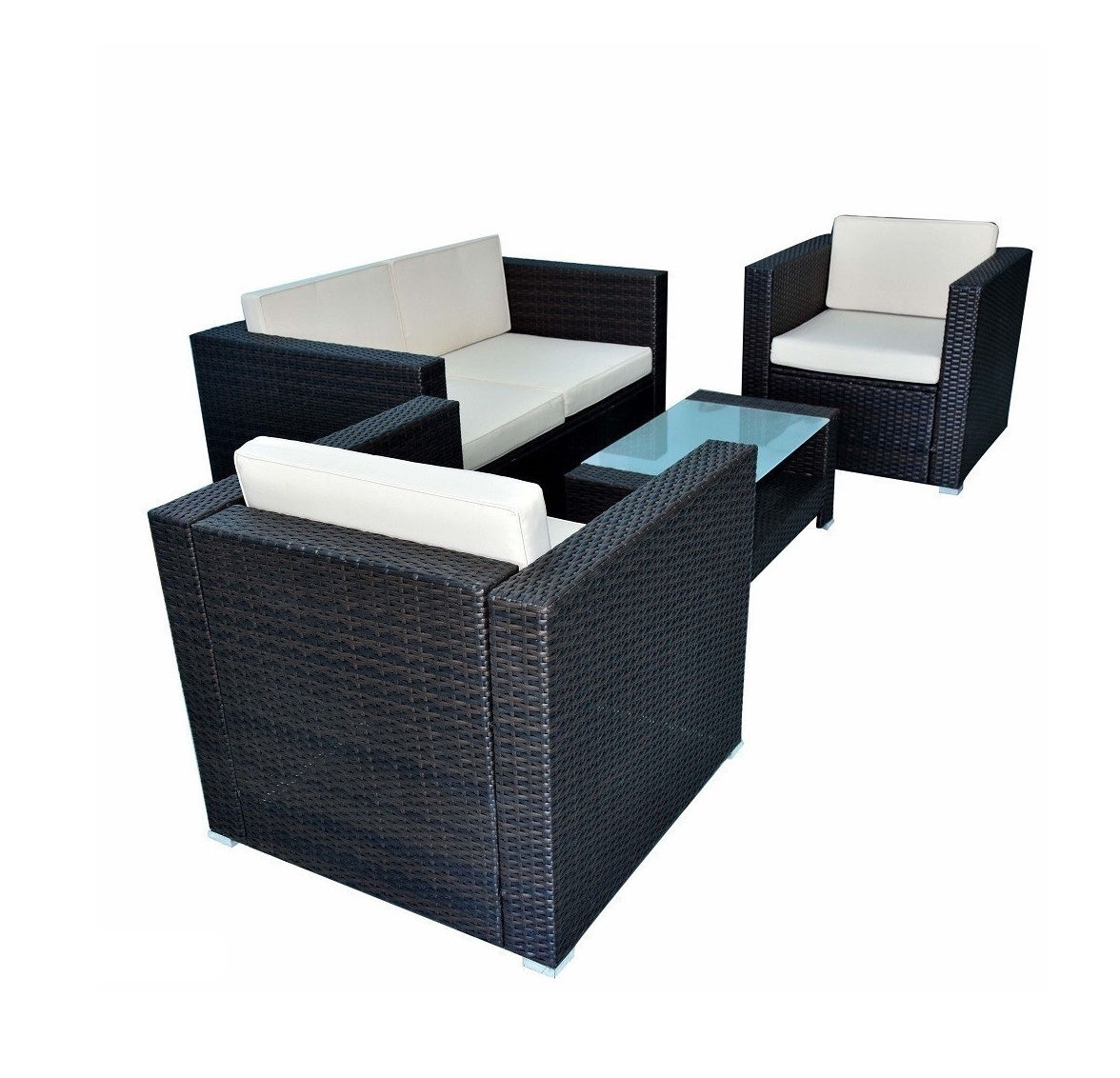 Outdoor Garden Patio Cushion Conversation Metal Rattan Furniture Set Rattan Waterproof Sectional For Sale