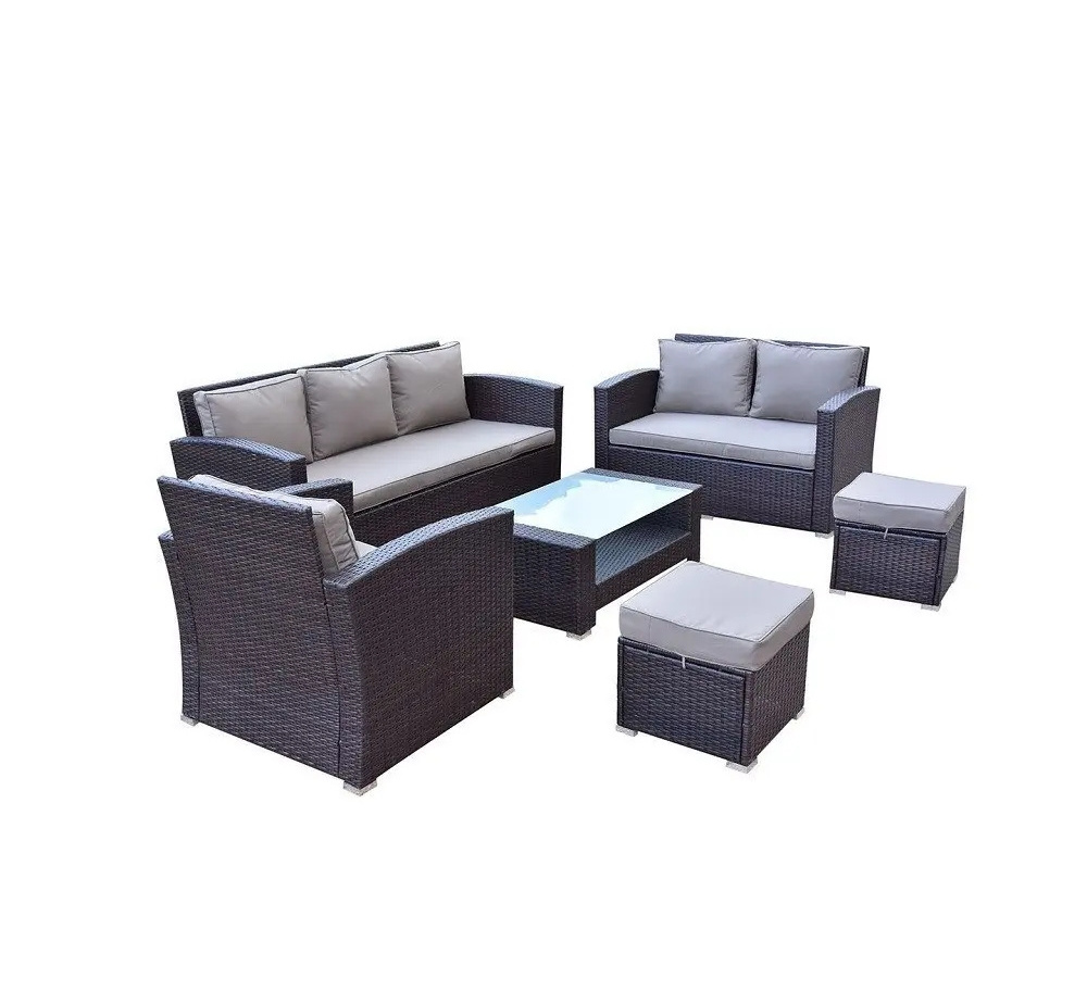 KD MODERN 8 set 6pcs Custom Easy-to-maintain 7 Pieces Handwoven PE Rattan Wicker Outdoor Furniture Patio Sofa Set