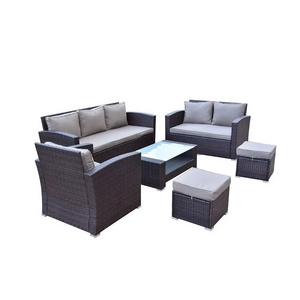 KD MODERN 8 set 6pcs Custom Easy-to-maintain 7 Pieces Handwoven PE Rattan Wicker Outdoor Furniture Patio Sofa Set