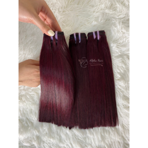 Hottest Wine Color Premium Mirror Bone Straight Hair Extensions Tangle Free Brazilian Hair Bundles Lace Front Wigs Short Wig