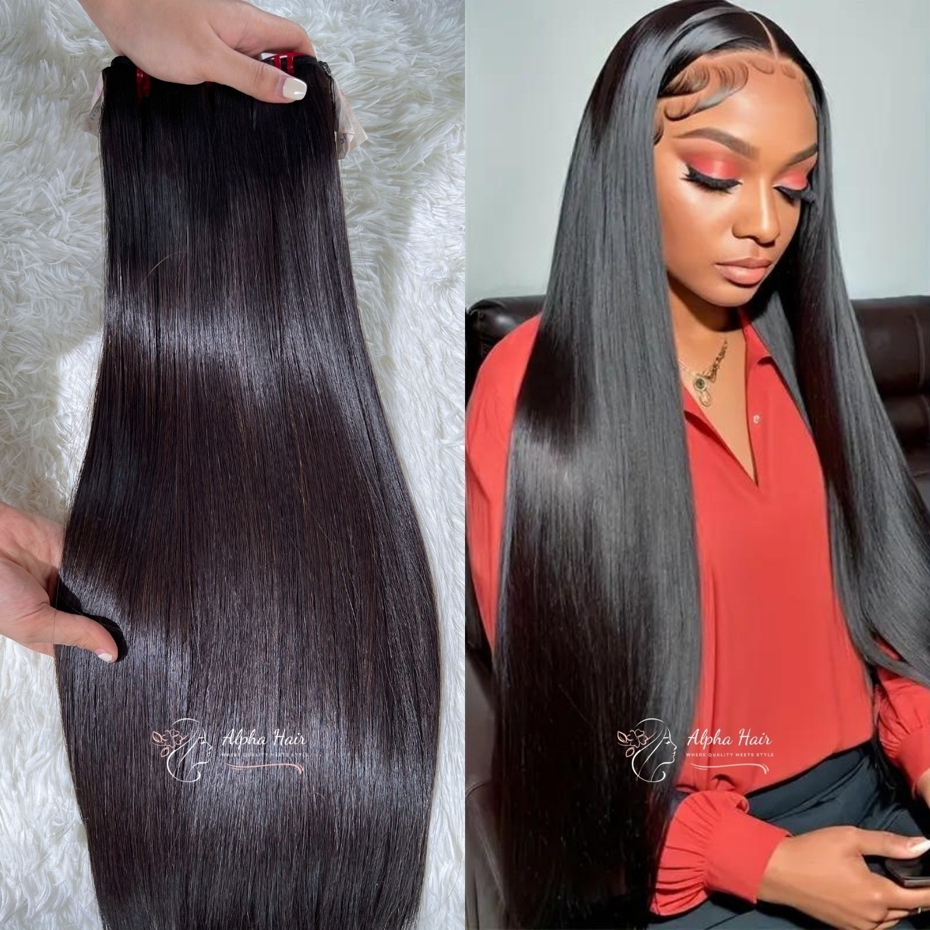 Hottest Trendy Color Premium Mirror Bone Straight Hair Extensions Tangle Free Brazilian Hair Bundles Lace Front Wigs Short Wig