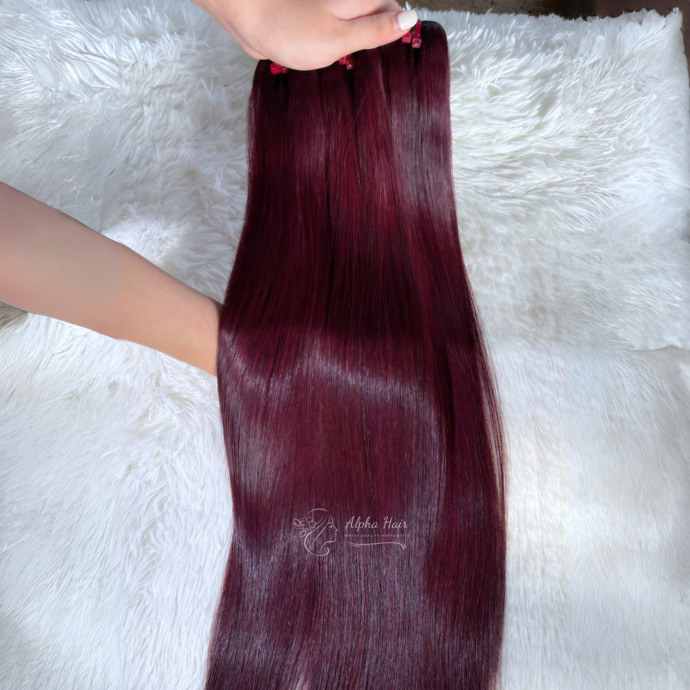 Hottest Wine Color Premium Mirror Bone Straight Hair Extensions Tangle Free Brazilian Hair Bundles Lace Front Wigs Short Wig