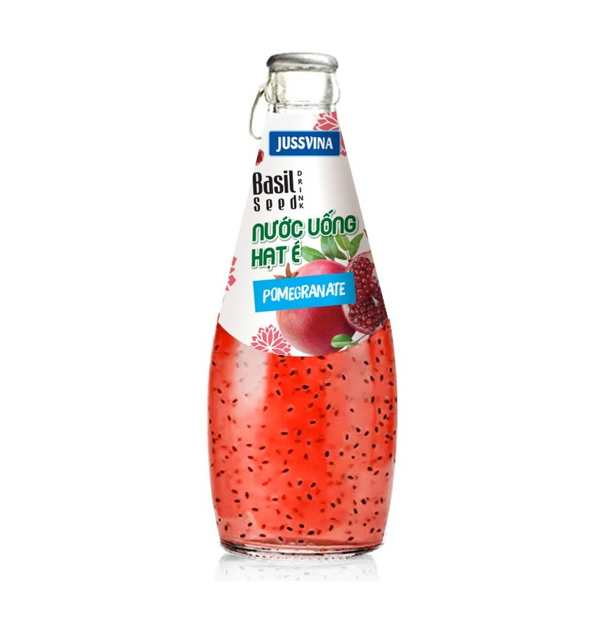 Basil Seed Drink Juice Glass bottle 330ml 100% Basil Seed with watermelon flavorJUSSVINA