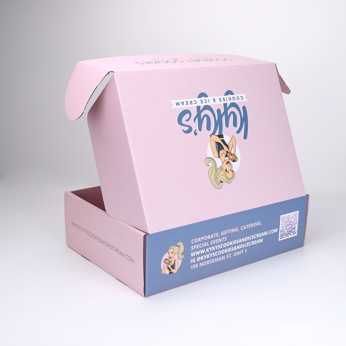 Custom printed logo pink corrugated shipping mailer box pizza cupcake cake box and packaging