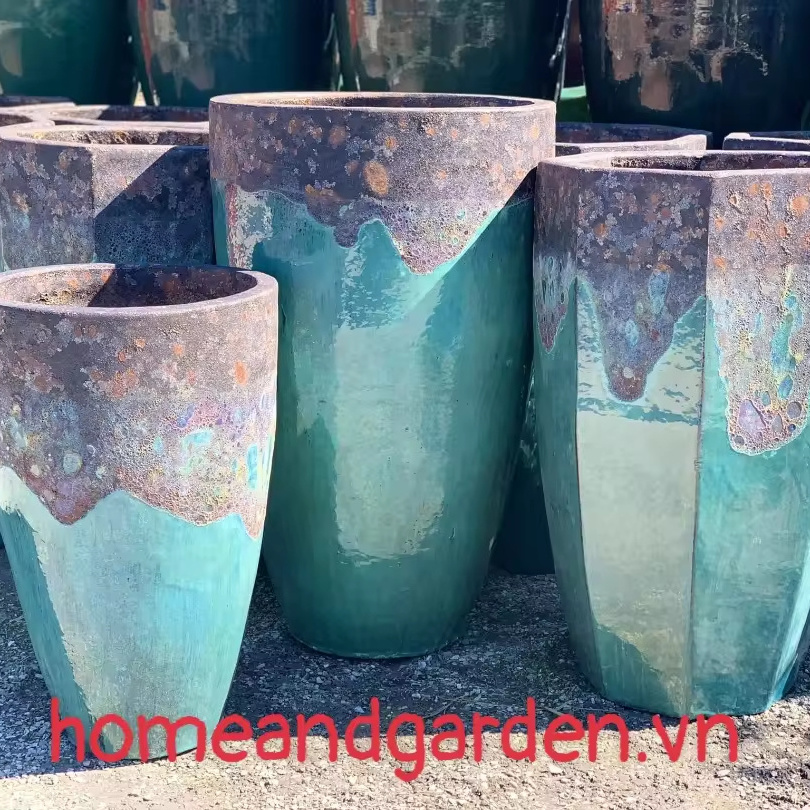 (Sapphire Pottery) Big Pottery Vietnamese Ceramics Planter as Glazed, Atlantis, Sanblasted, Terracotta, Blackclay pottery pots