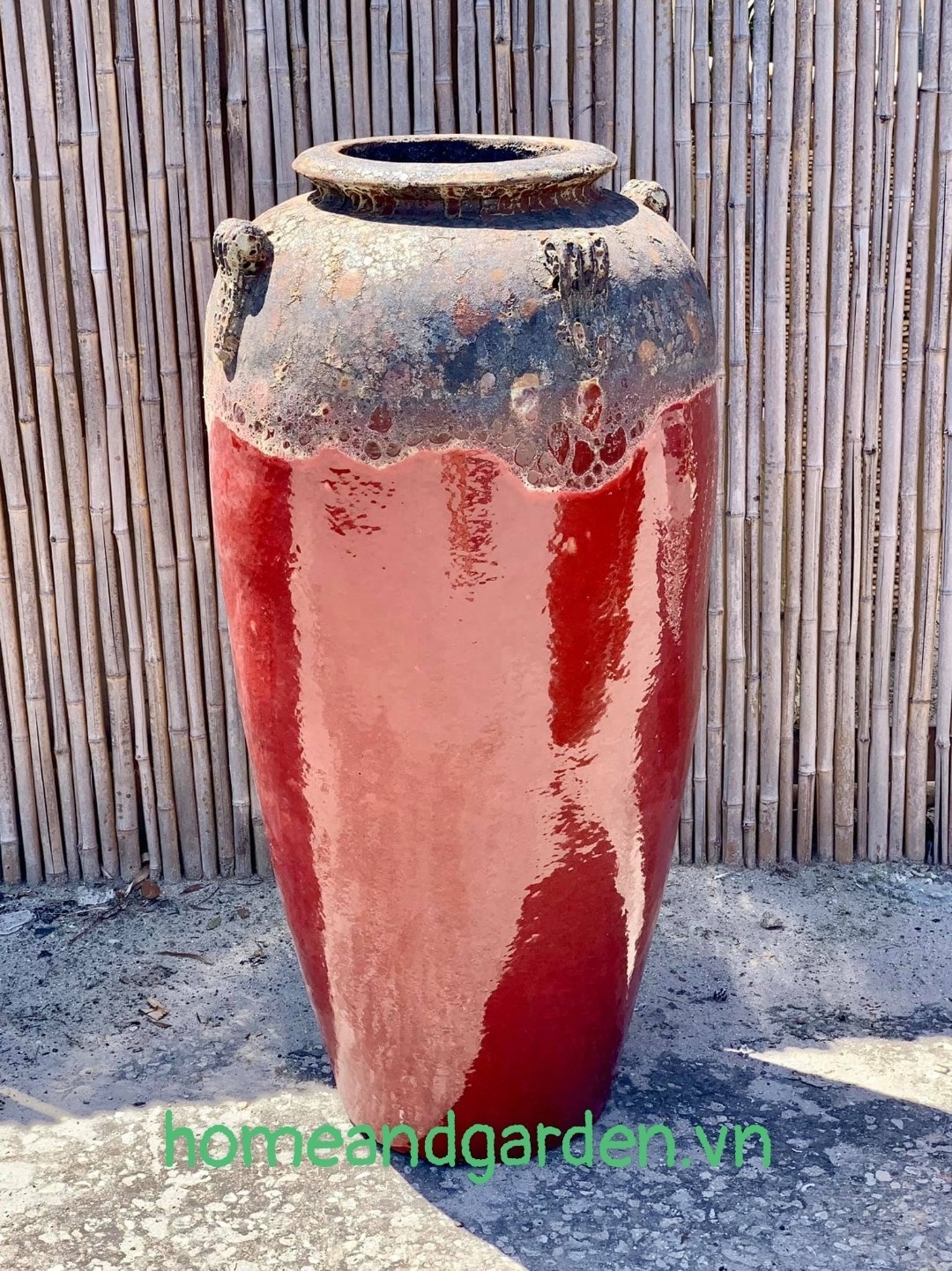 (Sapphire Pottery) Large Vietnamese pottery garden pots for plants by dragon kiln with many fishinings like Atlantis, Glazed pot