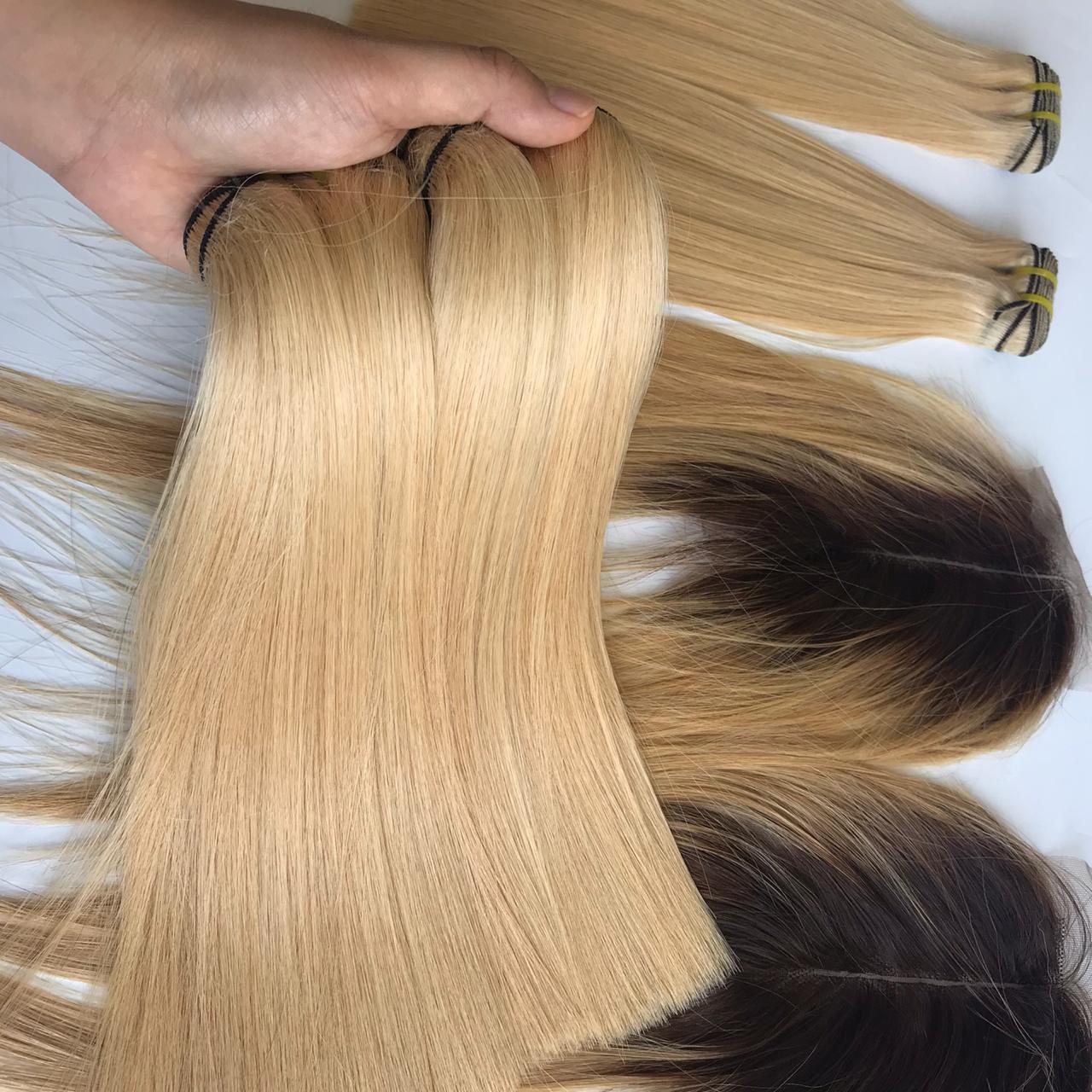 Luxury Silky Straight Machine Weft Virgin Remy Hair, Double Drawn Weft Bone Straight Color