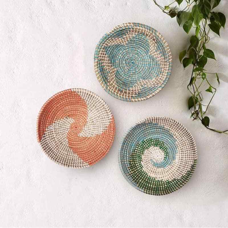 Wall hanging decoration Handmade Set of decorative sedge plates to hang on the wall made in Viet Nam- Whatsap 0084 989 322 607