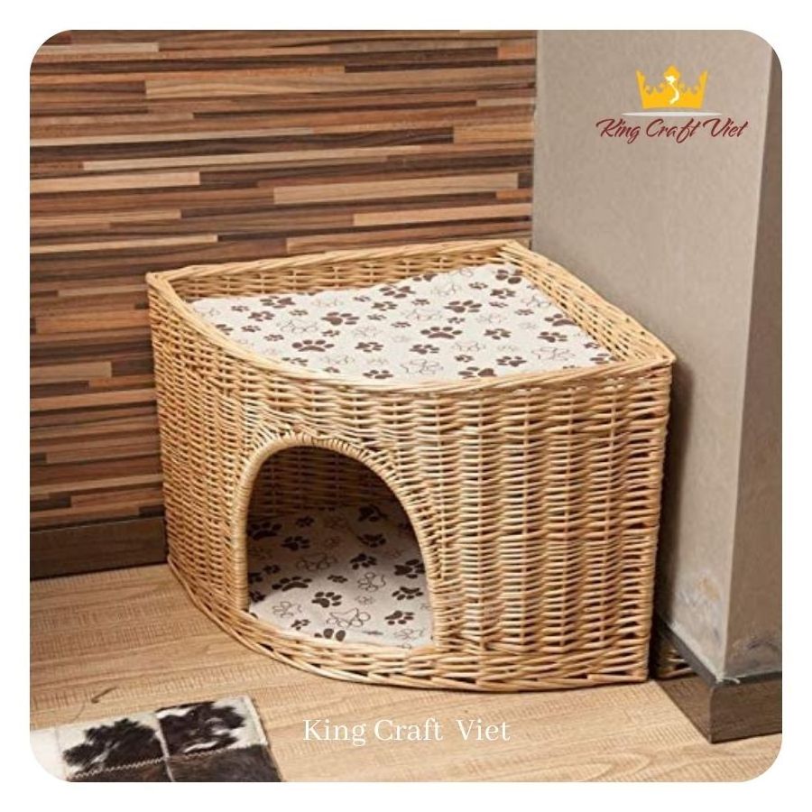 Two Level Wicker Rattan Basket Pet Houses Bed for Pet Cat Small Dog Comfortable Two-tier Cat Pet Bed Vietnam Handmade