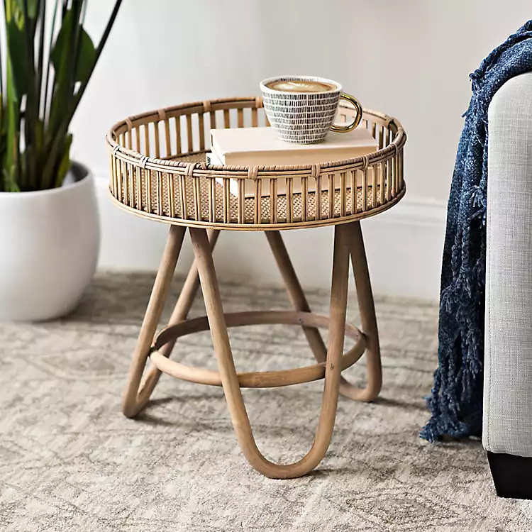 Vietnamese Manufacture Handwoven Rattan Table Side Minimalist Boho Life Style Rattan Coffee Table Vietnam Handicraft Furniture