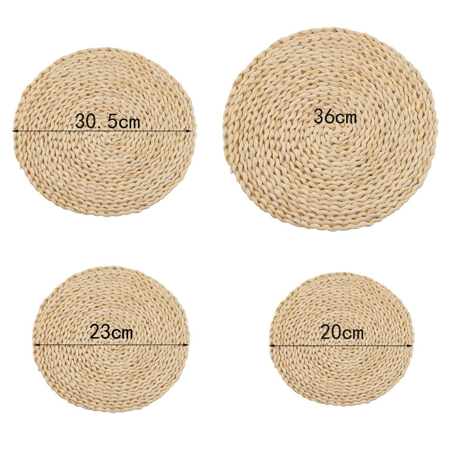 Natural Handmade Water Hyacinth Rattan Set Placemats Coaster For Table Handicraft Wholesale charger plates wicker rattan charger