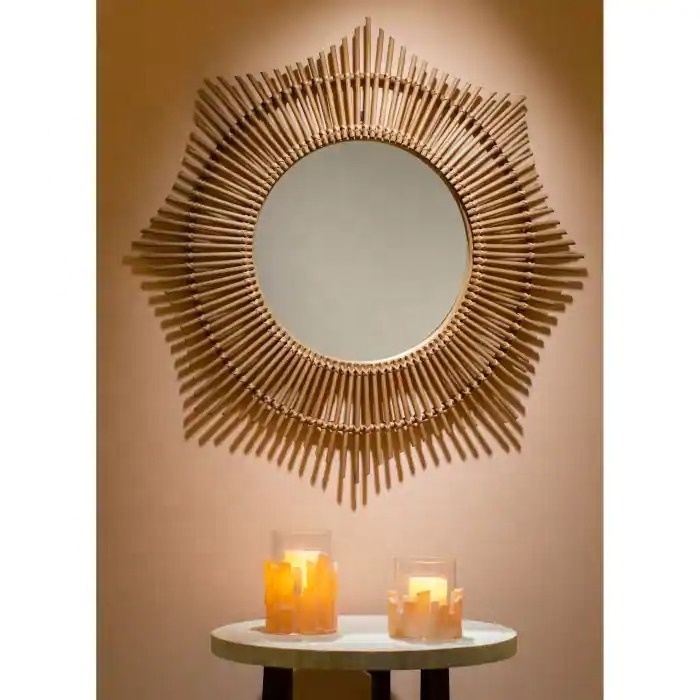 Kingcraftviet Decorative Wall Mirror Rattan Multipurpose for Any Room in Home Vietnamese