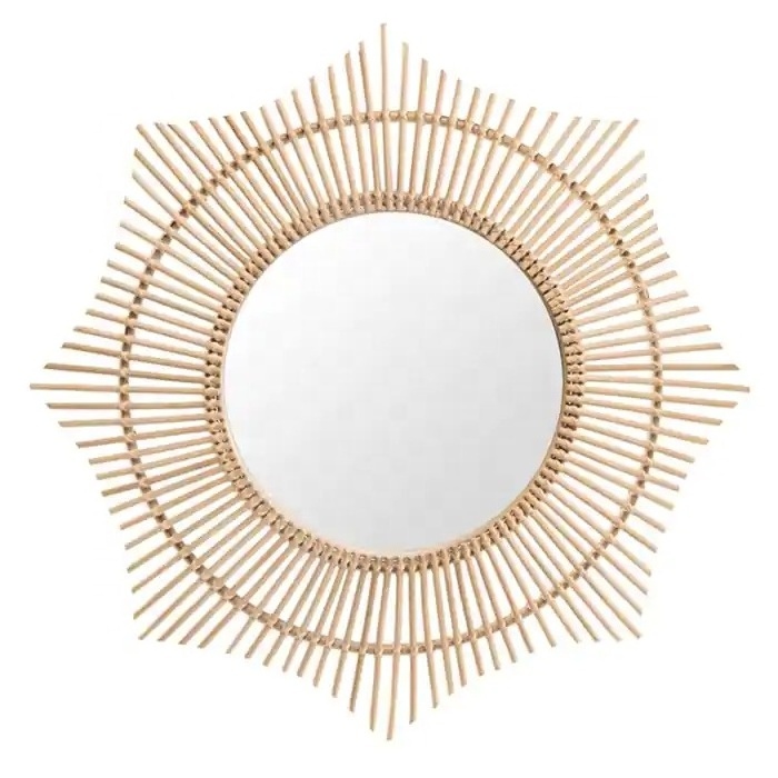 Kingcraftviet Decorative Wall Mirror Rattan Multipurpose for Any Room in Home Vietnamese