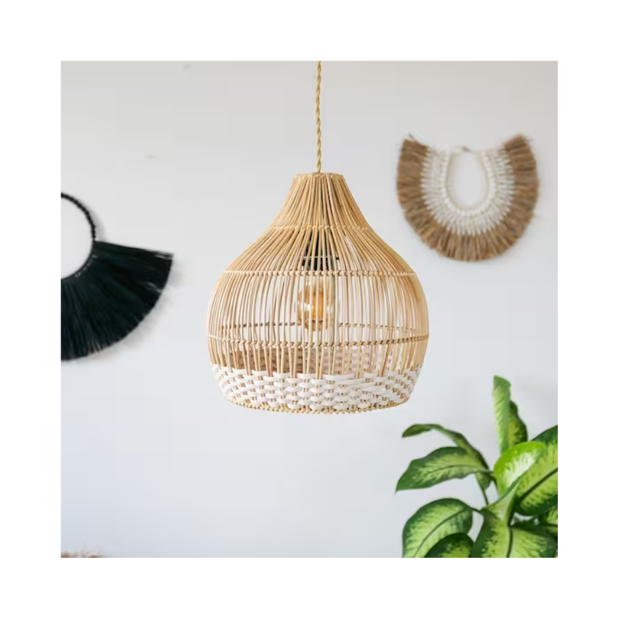 Mid-Century Modern Rattan Lampshade Traditional and Minimalist Designs Decorative Rattan Lighting Cover for Home and Office