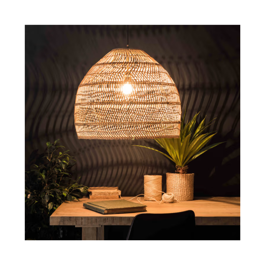 Mid-Century Modern Rattan Lampshade Traditional and Minimalist Designs Decorative Rattan Lighting Cover for Home and Office