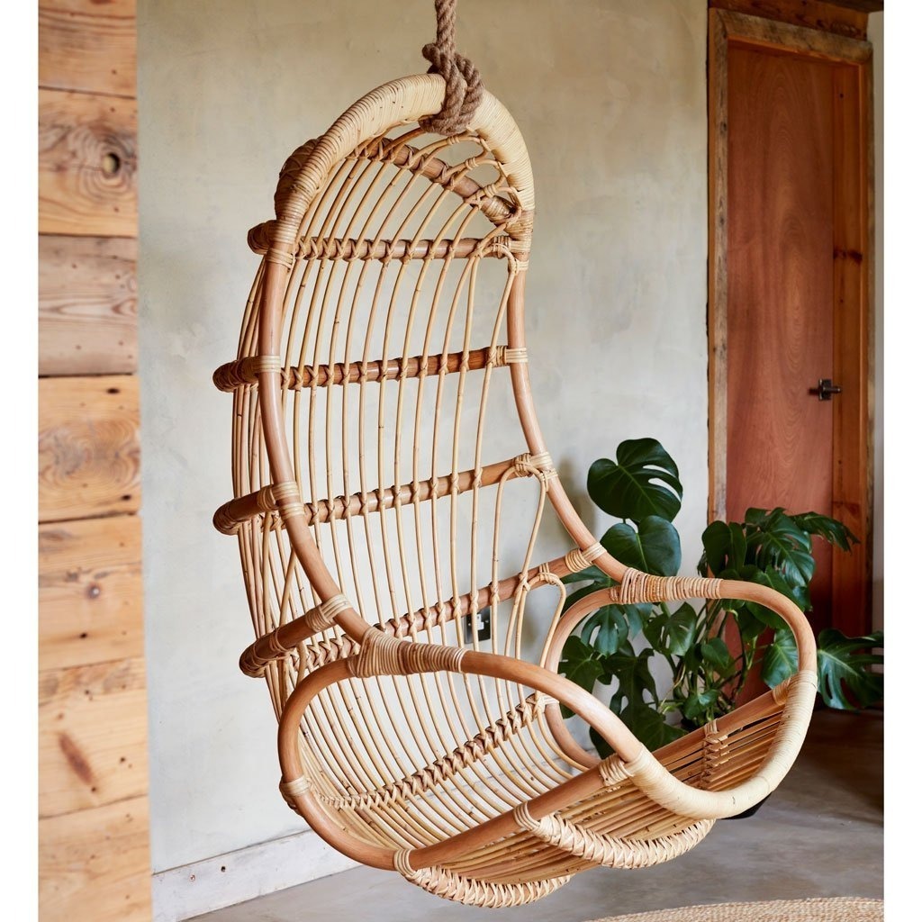 Handcrafts Natural Vietnam Rattan Swing Hanging Chair indoor Cane Rattan Hanging Nest Chair Living Room Garden Patio Swing Chair