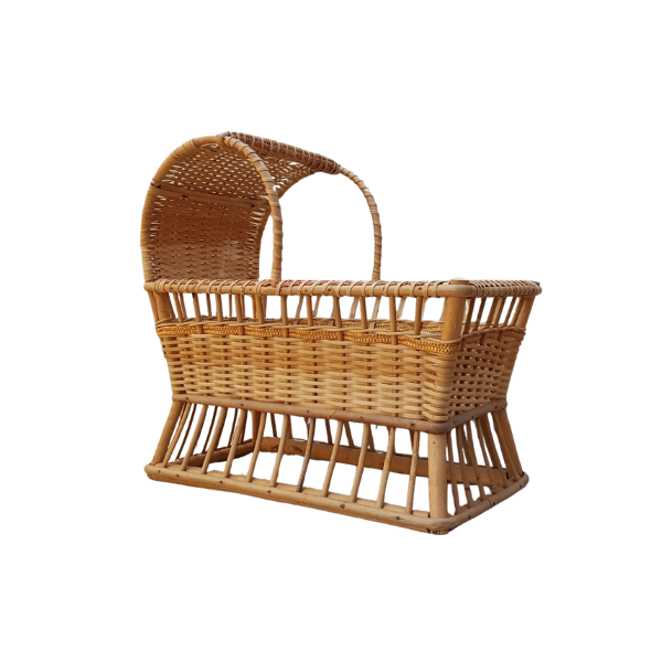 Rattan Doll Bed Pram Wicker Wood Furniture Natural Baby Stroll Handmade with Natural Material For Children From Vietnam