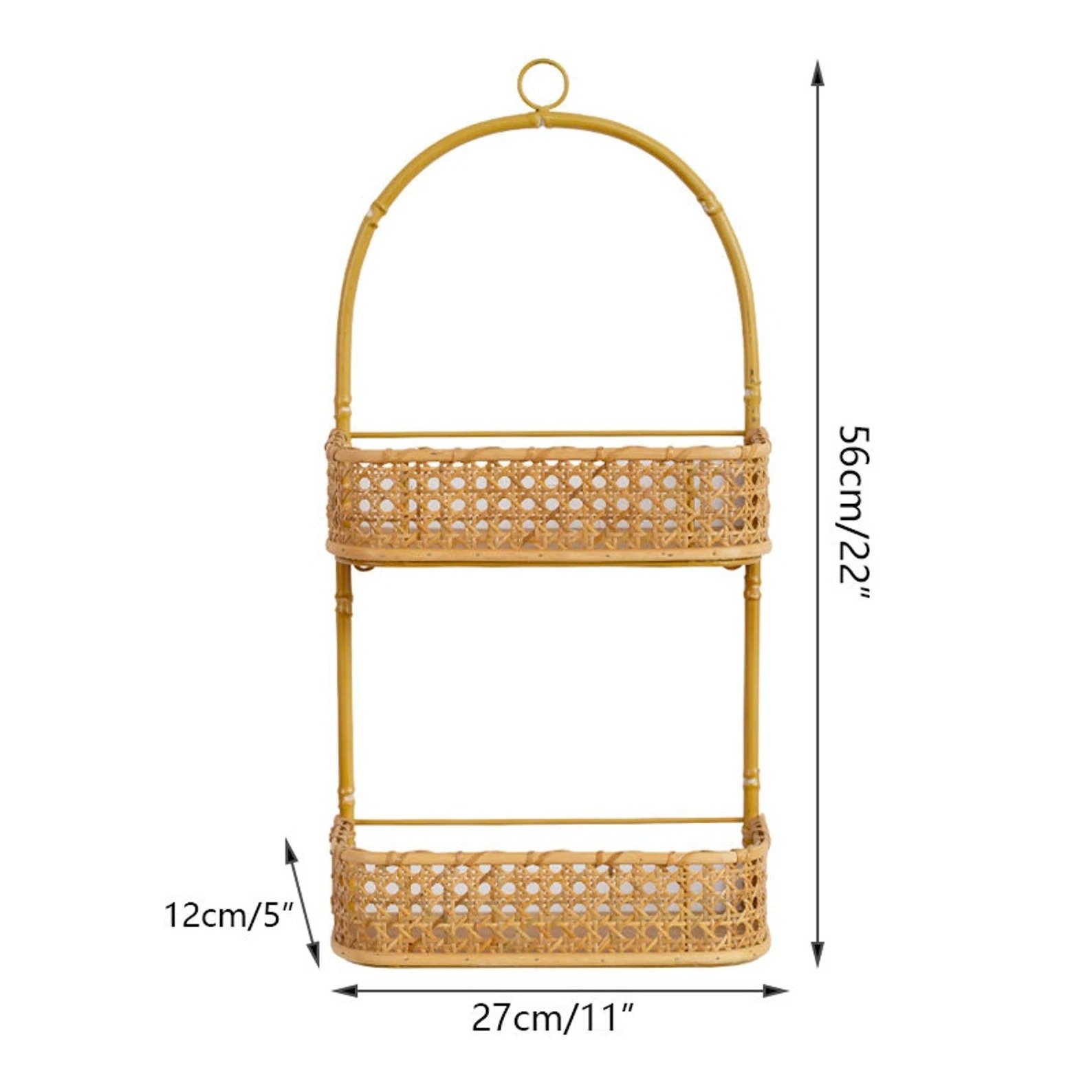 Trendy 2 Tier Rattan Shelf On The Wall Storage Shelf For Kitchen Plant Holder Wall Shelf Handcrafted by Vietnam FBA Amazon