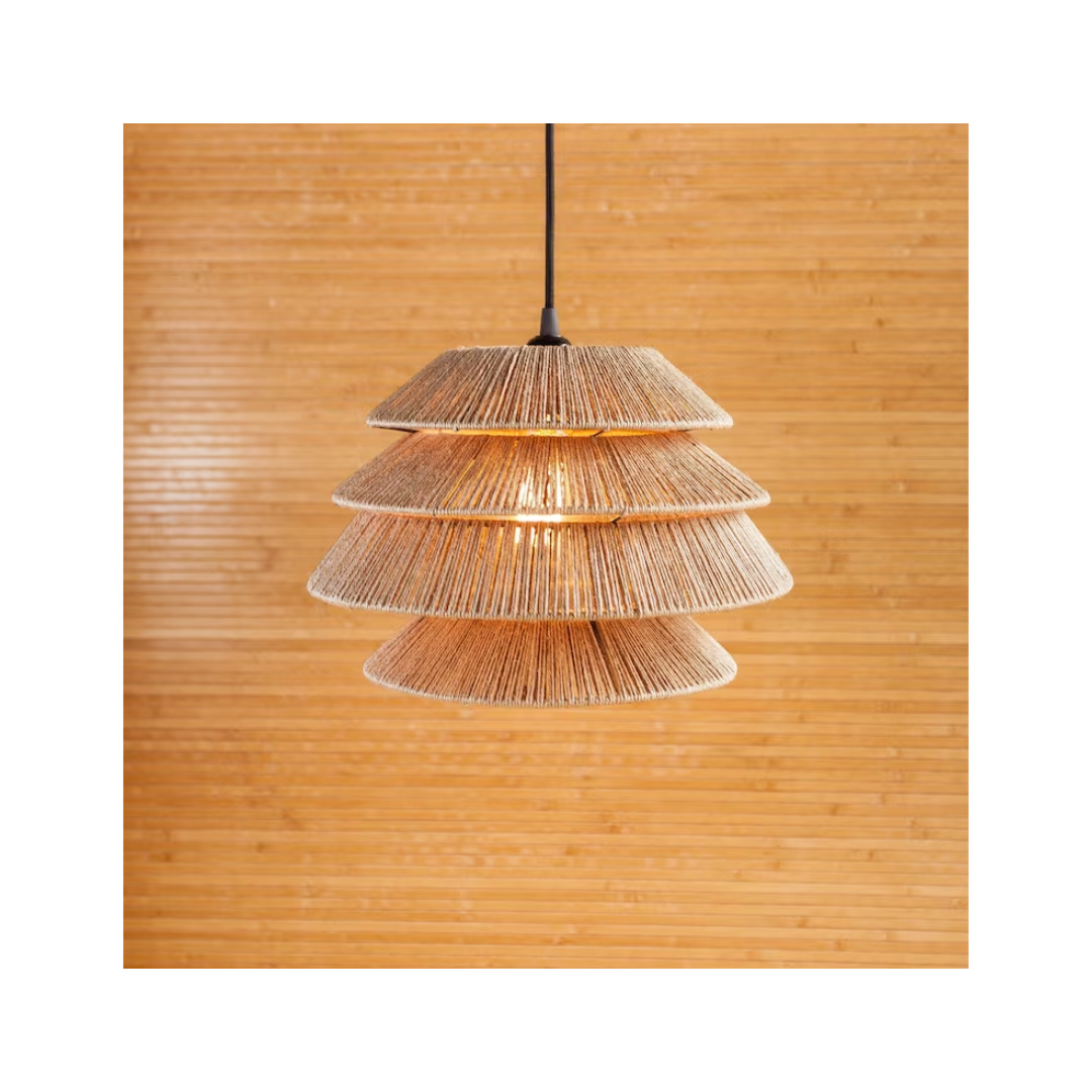 High Quality Vietnam Jute Pendant Light Lampshade Manufacturer Wicker Chandelier Hanging Ceiling Lamp Cover from King Craft Viet