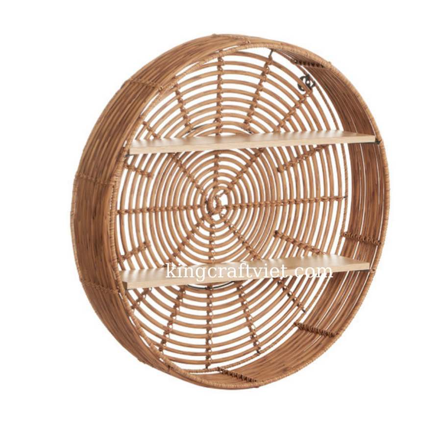 Cheap Price Round Rattan Wall Shelf Round Hanging Plant Stand 100% Bamboo Eco Friendly Natural Wall Shelves Made In Viet Nam