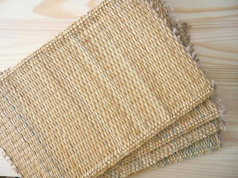 Handwoven Rectangle Seagrass Rug Runner Doormat Natural Fiber Bohemian Carpet Turkish Rug made in Vietnam Living Room Vintage