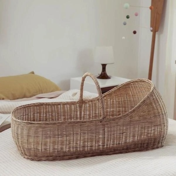 Wholesale Woven Natural Rattan Baby Diaper Changing Basket With Thick Foam Mattress Pad for Baby Changing Basket from Vietnam