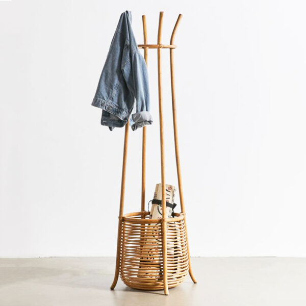 Clothes Hanging Eco-friendly Rattan Clothes Rack High Quality Standing Clothing Rack Cheap For Baby and Adult Bedroom Furniture