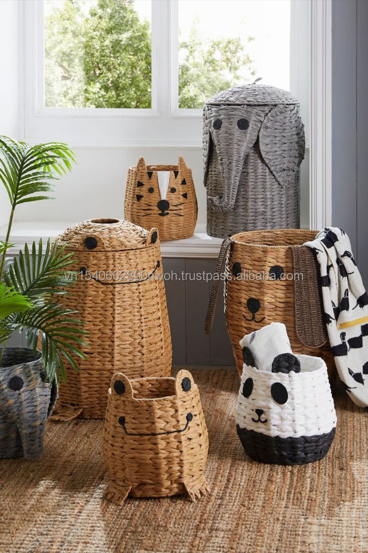 Frog Laundry Basket Sate for Children Storage Basket For Clothing Containing Water Hyacinth Basket