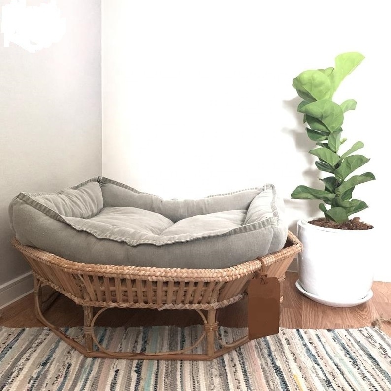 New Arrival Cute Natural Rattan Materials Pet Bed for Cat and Dog from Vietnam